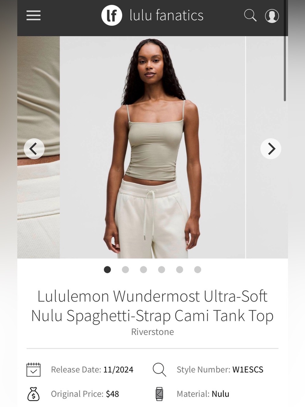 Lululemon Wundermost Cami Top